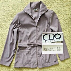 Vintage CLIO Made in USA Blazer Safari Jacket Suede Padded Shoulders